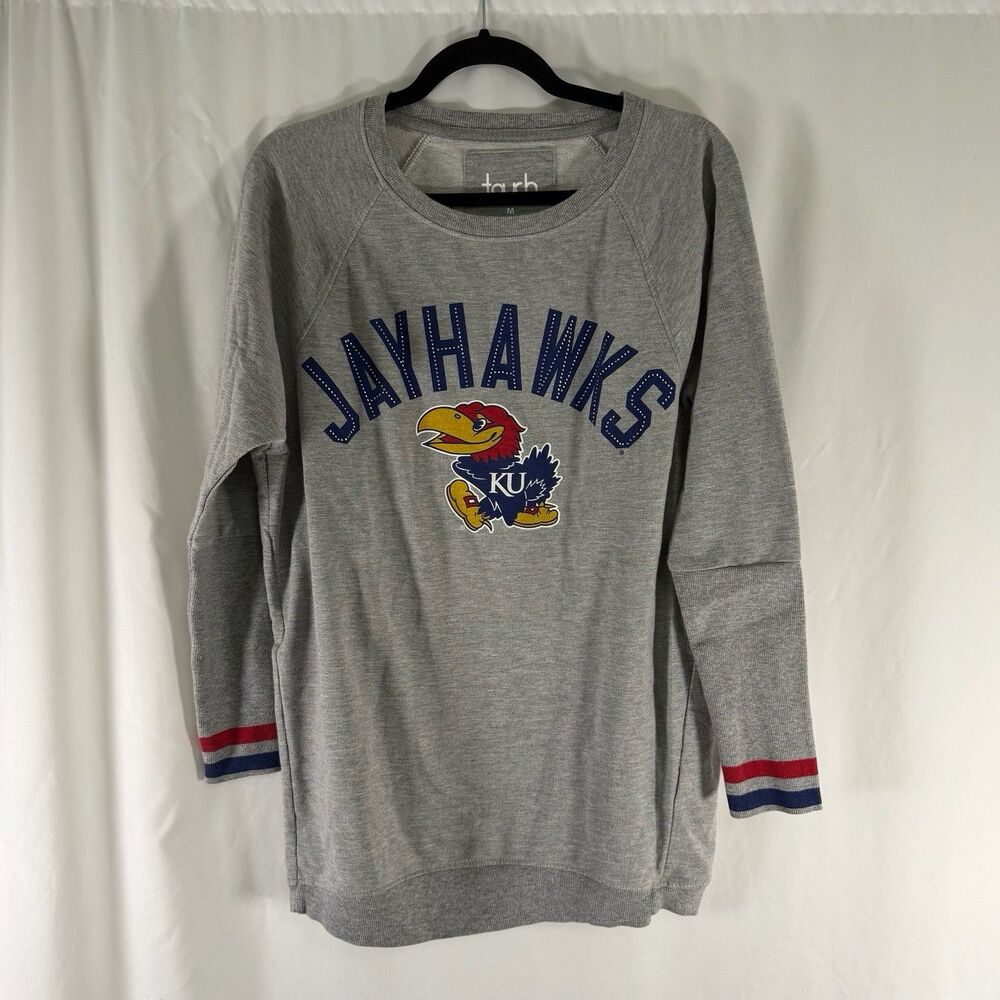 Kansas Jayhawks Sweater Women's Medium Heathered Grey Alyssa Milano Pullover